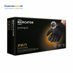 Rękawice nitrylowe gospodarcze i ochronne - bezpudrowe RMM-PGRIP czarne MERCATOR - opakowanie 50szt 