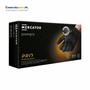 Rękawice nitrylowe gospodarcze i ochronne - bezpudrowe RMM-PGRIP czarne MERCATOR - opakowanie 50szt 