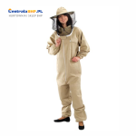 Kombinezon pszczelarski z kapeluszem zapinany na suwak BEE-COV31 beżowy M-2XL