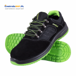 Półbuty ze skóry zamszowej obuwie bezpieczne STORK-P kompozyt S1 SRC całoroczne Reis czarno-zielony Unisex