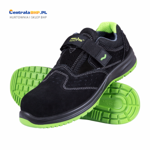 Sandały ze skóry zamszowej sandały bezpieczne STORK-S kompozyt S1 SRC Reis czarno-zielony Unisex