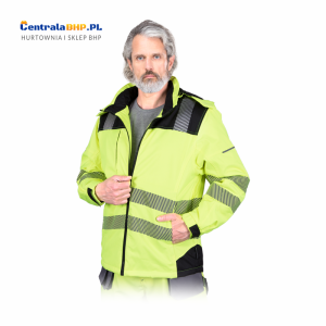 Kurtka ochronna poliestrowa odblaskowa z odpinanym kapturem LH-VOLTER YB  Leber&Hollman żółto-czarny