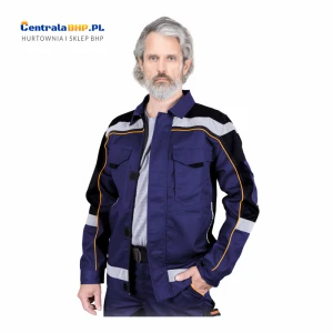 Bluza drelichowa ochronna robocza Promaster PROM-J z pasami odblaskowymi 300g niebiesko-czarno-pomarańczowy Reis