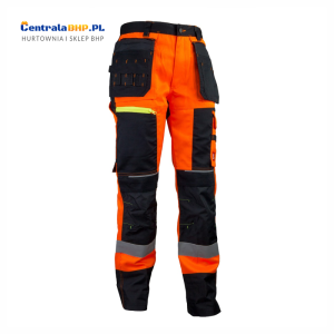 Spodnie ostrzegawcze do pasa Urgent 714 czarno-pomarańczowe spodnie robocze odblaskowe