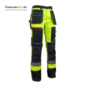 Spodnie ostrzegawcze do pasa Urgent 715 czarno-żółte spodnie robocze odblaskowe