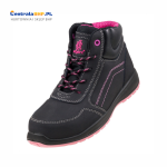 Trzewik roboczy damski obuwie bezpieczne z metalowym podnoskiem 116 S1 Urgent Lady czarno-różowy