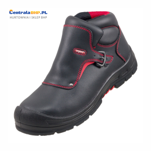 Trzewik ochronny spawalniczy z metalowym podnoskiem obuwie bezpieczne Urgent 117 S3 HRO SPAWACZ czarno-czerwony