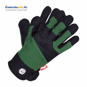 Rękawice ochronne wykonane z wysokiej jakości skóry syntetycznej połączonej z oddychającym materiałem spandex RMC-TRUCK zielone