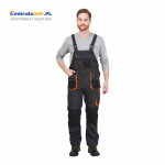 Spodnie robocze męskie ochronne ogrodniczki FORECO-B stalowo-czarno-pomarańczowy 