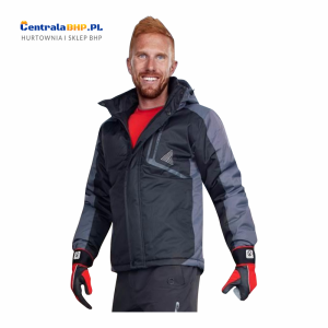 Kurtka męska zimowa ocieplana z odpinanym kapturem YORK ARDON H2192 czarno-szary