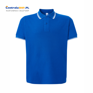 Koszulka Polo Męska JHK Bawełniana Robocza Reklamowa Pod Nadruk 200 g c-contrast royal blue / white