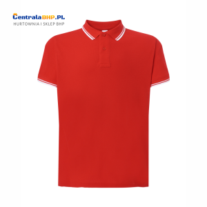Koszulka Polo Męska JHK Bawełniana Robocza Reklamowa Pod Nadruk 200 g c-contrast red / white 