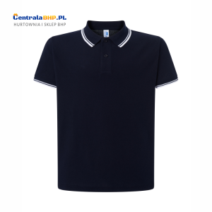 Koszulka Polo Męska JHK Bawełniana Robocza Reklamowa Pod Nadruk 200 g c-contrast navy / white