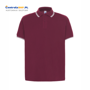 Koszulka Polo Męska JHK Bawełniana Robocza Reklamowa Pod Nadruk 200 g c-contrast burgundy/ white