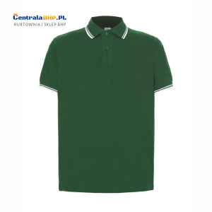 Koszulka Polo Męska JHK Bawełniana Robocza Reklamowa Pod Nadruk 200 g c-contrast bottle green / white 