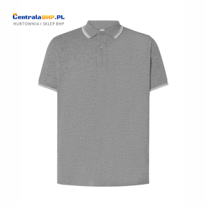 Koszulka Polo Męska JHK Bawełniana Robocza Reklamowa Pod Nadruk 200 g c-contrast bgrey melange / white 