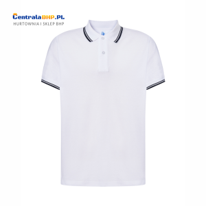 Koszulka Polo Męska JHK Bawełniana Robocza Reklamowa Pod Nadruk 200 g w-contrast white / navy