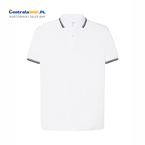 Koszulka Polo Męska JHK Bawełniana Robocza Reklamowa Pod Nadruk 200 g w-contrast white / black