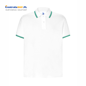 Koszulka Polo Męska JHK Bawełniana Robocza Reklamowa Pod Nadruk 200 g w-contrast white / kelly green