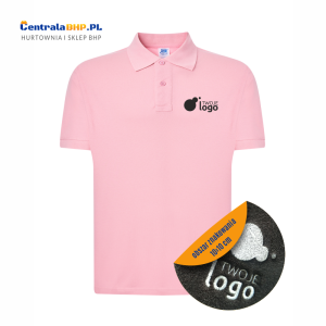 Koszulka polo męska robocza ochronna z haftowanym logo JHK 200g  pink