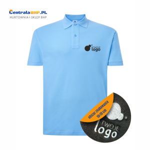 Koszulka polo męska robocza ochronna z haftowanym logo JHK 200g sky blue