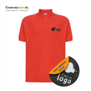 Koszulka polo męska robocza ochronna z haftowanym logo JHK 200g warm red