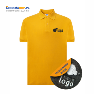 Koszulka polo męska robocza ochronna z haftowanym logo JHK 200g mustard