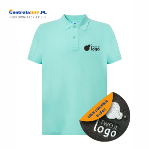 Koszulka polo męska robocza ochronna z haftowanym logo JHK 200g mint green