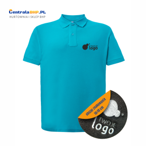 Koszulka polo męska robocza ochronna z haftowanym logo JHK 200g aquamarine
