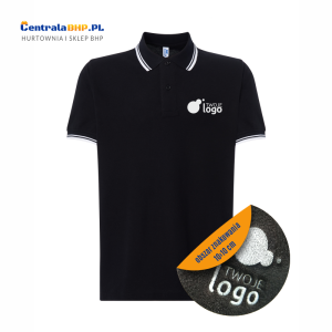 Koszulka polo męska robocza ochronna z haftowanym logo JHK 200g c-contrast black / white 