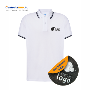 Koszulka polo męska robocza ochronna z haftowanym logo JHK 200g w-contrast white /navy