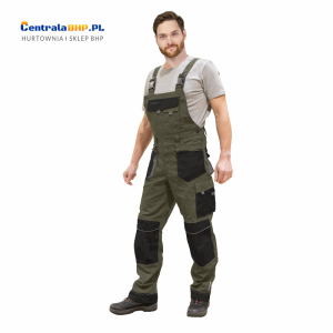 Spodnie Robocze Ogrodniczki Męskie Ochronne LH-FMN-B khaki-czarno-szare Leber&Hollman