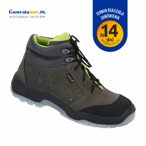 Trzewiki ochronne bezpieczne ze stalowym podnoskiem i niemetalową wkładką antyprzebiciową PPO T 673 szaro-zielony
