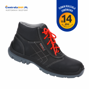 Trzewiki damskie bezpieczne z podnoskiem kompozytowym i niemetalową wkładką antyprzebiciową PPO T556 S3 Woman czarno-czerwony
