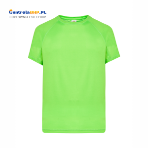 Koszulka męska poliestrowa T-Shirt męski z krótkim rękawem SPORTMAN JHK 130g lime fluor