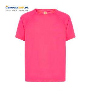 Koszulka męska poliestrowa T-Shirt męski z krótkim rękawem SPORTMAN JHK 130g fucsia fluor