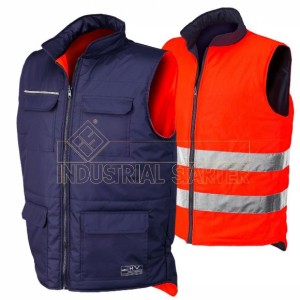 Bezrękawnik Męski Dwustronny Ostrzegawczy Ochronny Reverse Industrial Starter Pomarańczowy