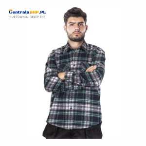 Koszula Flanelowa Męska Robocza KFLUX Reis Zielona