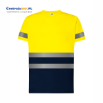 Koszulka T-shirt Męska Robocza ostrzegawcza z pasami odblaskowymi JHK Gramatura 160g gold fluor navy