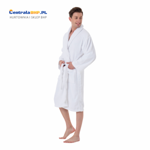 Szlafrok frotte Bathrobe biały męski  - bielizna męska 100% bawełna