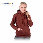Bluza damska z kapturem z jedną kieszenią MARSU kangurka robocza 220g Reis ceglasta
