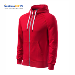Bluza męska z kapturem rozpinana z metalowym zamkiem z elementami kontrastowymi VOYAGE 452 kolor: formula red