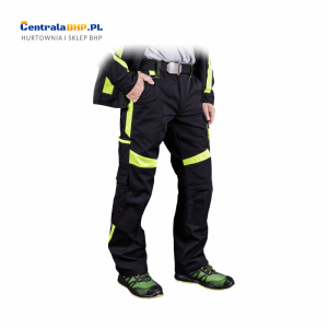 Spodnie robocze ochronne do pasa TANZO T czarno-żółty kontrastowe LEBER&HOLLMAN