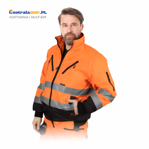 Kurtka ochronna odblaskowa ocieplana XVERT, tkana, poliester 100% OXFORD 300D pomarańczowa