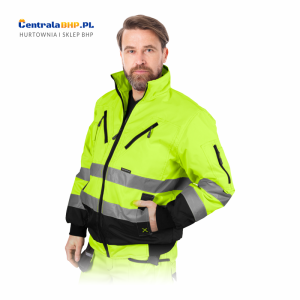 Kurtka ochronna odblaskowa ocieplana XVERT, tkana, poliester 100% OXFORD 300D żółta
