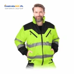 Kurtka ochronna odblaskowa ocieplana XVERT XV, tkana, poliester 100% OXFORD 300D żółta