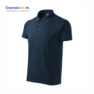 Koszulka polo męska o wysokiej gramaturze i grubym splocie bawełny 220g COTTON HEAVY 215 granatowa