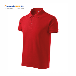 Koszulka polo męska o wysokiej gramaturze i grubym splocie bawełny 220g COTTON HEAVY 215 czerwona