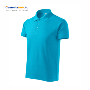 Koszulka polo męska o wysokiej gramaturze i grubym splocie bawełny 220g COTTON HEAVY 215 turkusowa