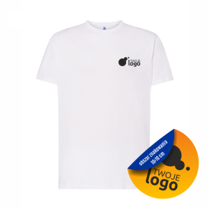 Koszulka Bawełniana JHK 150g Z Dowolnym Nadrukiem Małym Jednokolorowym White 